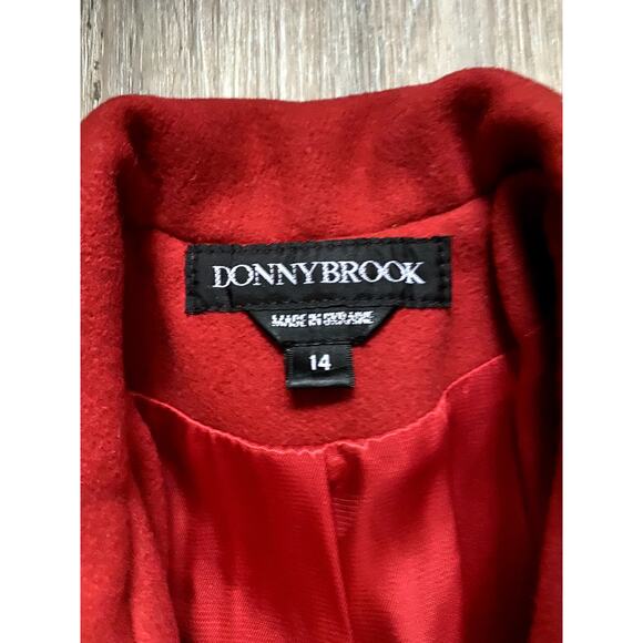 Vintage 90s Wool Red Long Duster Coat 14 Scandi Heritage Woods Soft Norm Winter - Picture 2 of 6